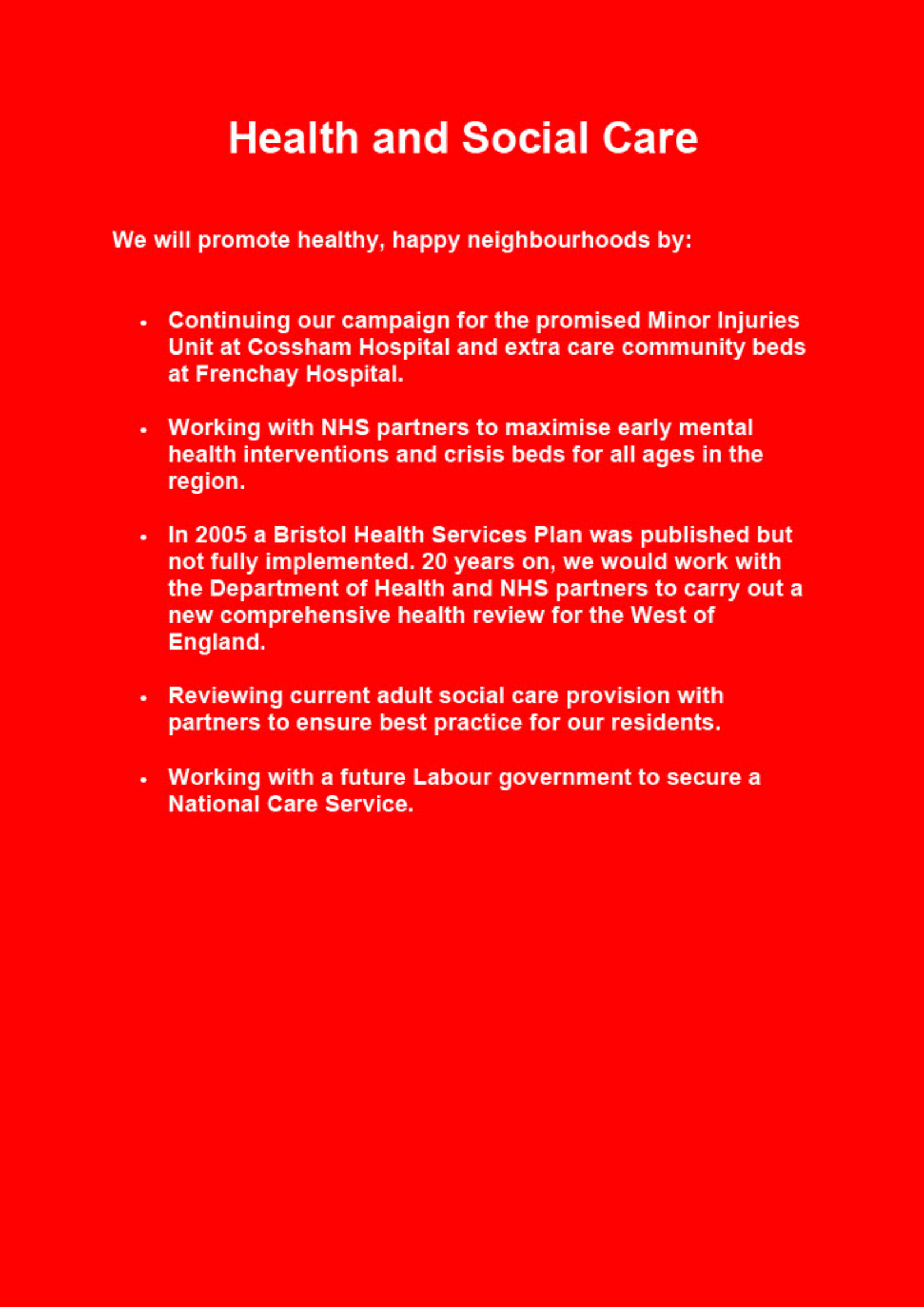 SG Labour Manifesto 2023 Health and Social Care
