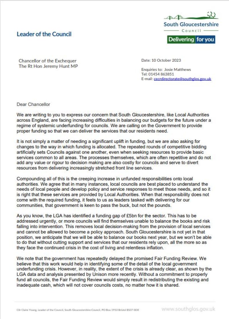 Funding letter to Jeremy Hunt p1